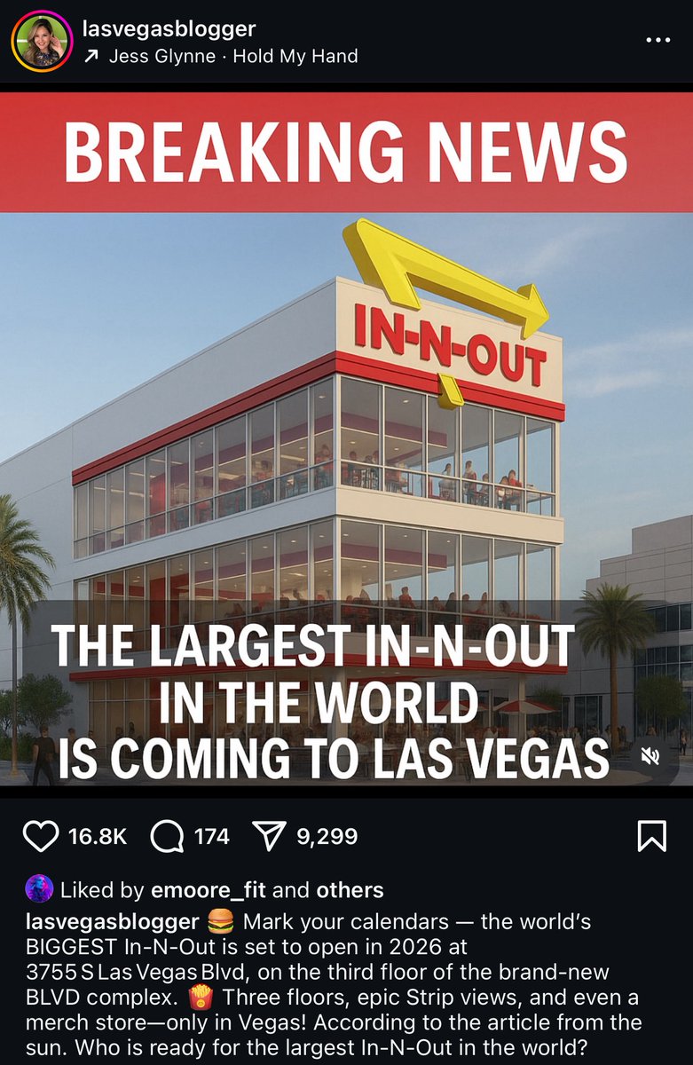 chriswhatch's tweet image. Calendar marked ✅
The worlds largest In-N-Out
Finally we can settle the age old debate of who has the best burgers and fries
INO is opening across the strip from Whataburger