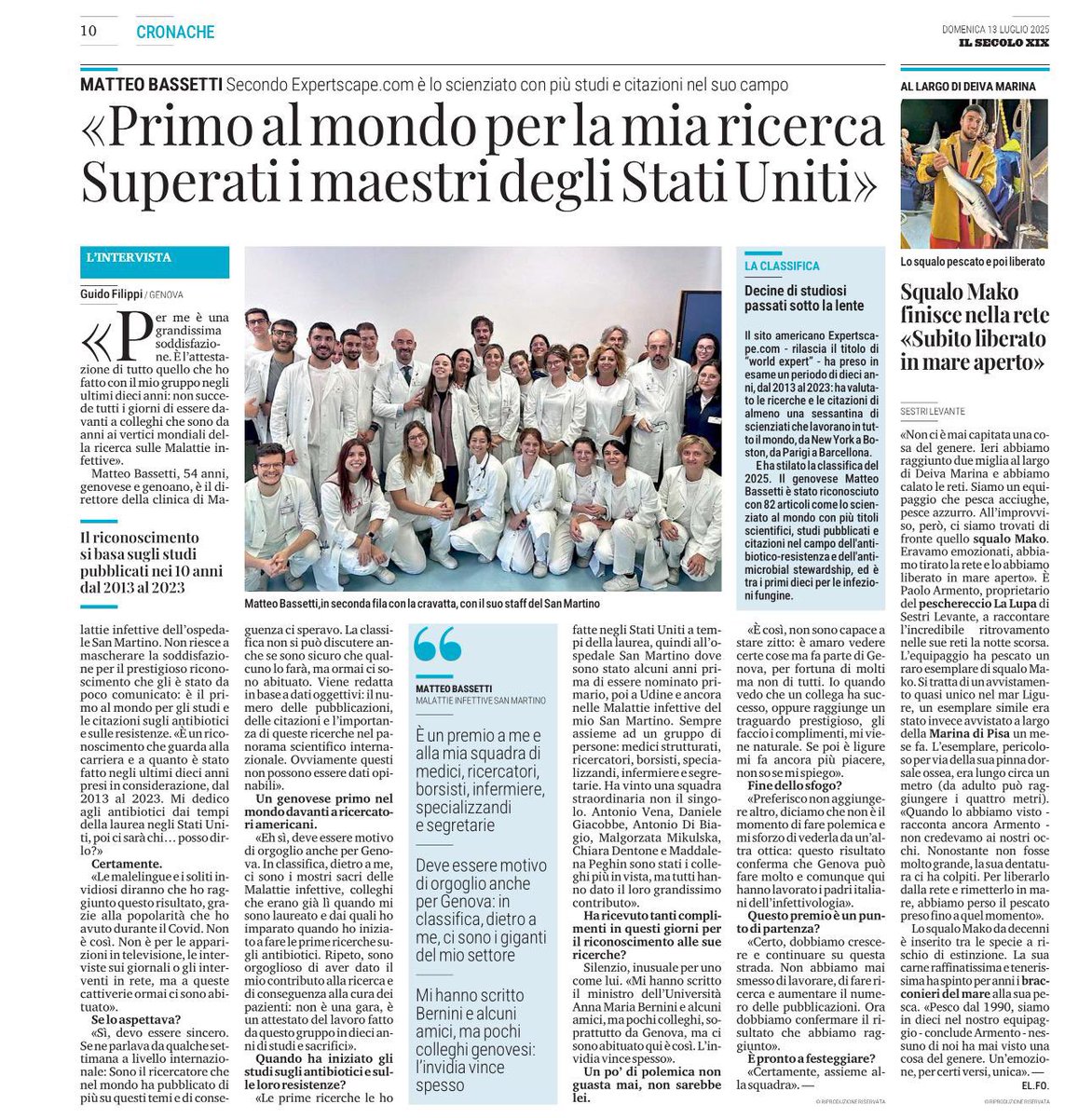 ProfMBassetti's tweet image. Questo riconoscimento è un punto di partenza e non un punto di arrivo.
Occorre continuare su questa strada. Non abbiamo mai smesso di lavorare, di fare ricerca e aumentare il numero delle pubblicazioni. Ora dobbiamo confermare il risultato che abbiamo raggiunto