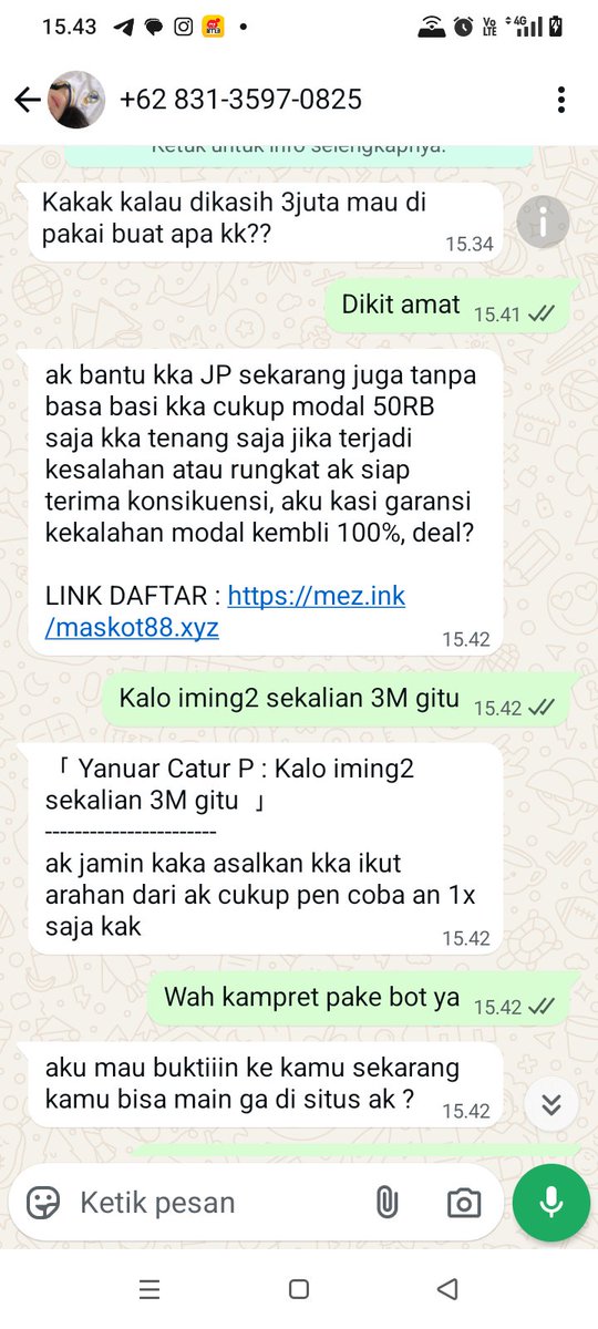 yecepe17's tweet photo. @CCICPolri tolong diberantas judol langsung ke akarnya karena sudah sampai ke WhatsApp pribadi yang menandakan dia tau data pribadi kita https://t.co/EnvpV6TqLP