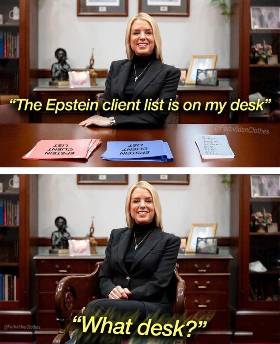 Don’t stop tweeting about Epstein till we see a full release of his file. Tweet everyday. 
#clientlist #ReleaseEpsteinFiles
#EpsteinClientListCoverup