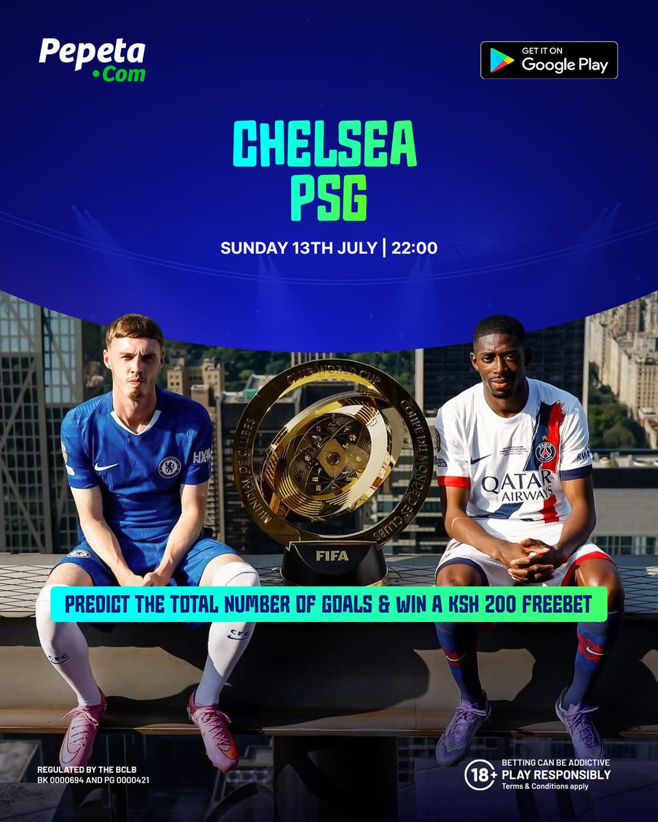 Pepeta (@pepeta_bet) on Twitter photo Hayawi hayawi huwa, tonight tunajua nani ndio champe, umewekelea hii game?
Kama bado, kimbia uwekezee.
π
ππ
π ππππ πππππ πππ π
ππππ
π₯ πππππππ ππ πππ π₯
Predict the TOTAL NUMBER of goals for a chance to win 200BOB FREEBET π
π»π¬πΉπ΄πΊ π¨π΅π« Hayawi hayawi huwa, tonight tunajua nani ndio champe, umewekelea hii game?
Kama bado, kimbia uwekezee.
π
ππ
π ππππ πππππ πππ π
ππππ
π₯ πππππππ ππ πππ π₯
Predict the TOTAL NUMBER of goals for a chance to win 200BOB FREEBET π
π»π¬πΉπ΄πΊ π¨π΅π«