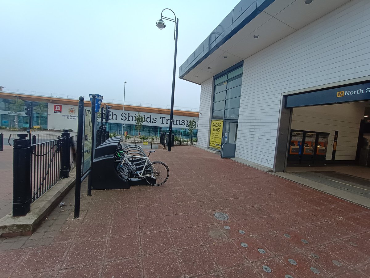 Off to <a href="/RailexN/">RailexNE</a> this morning at The Parks Sports Centre. Cycling all the way would be fastest, but I've locked the bike at North Shields Metro (two years on from opening, Big Calvert still doesn't have any bike storage, so it's my old bike). But why would I risk such a thing...?