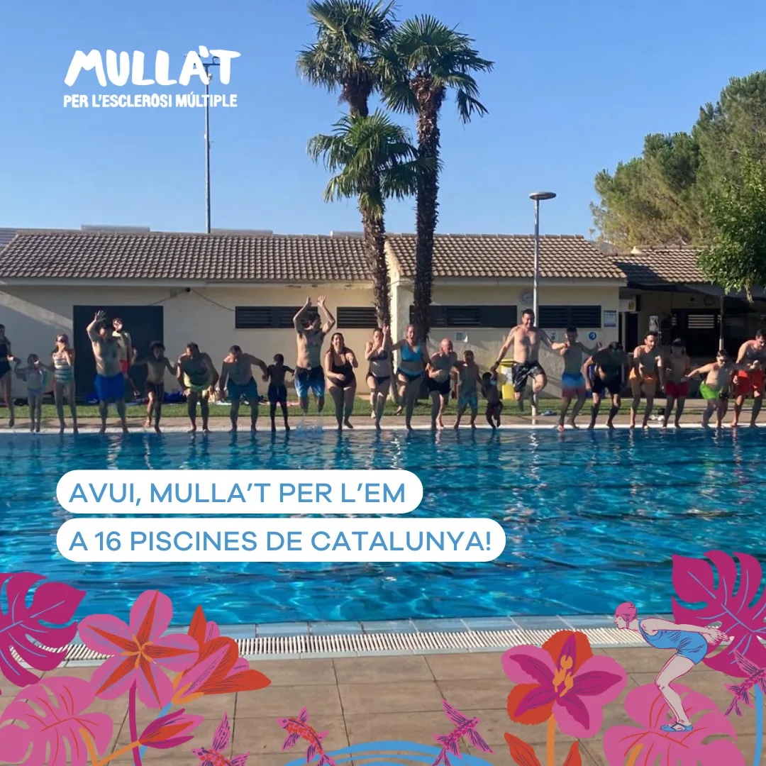 💦😃 Encara ets a temps de mullar-te per l'esclerosi múltiple!

Avui, el #MULLAT2025 se celebra a 16 piscines de Catalunya. Ves-hi i llança't a l'aigua per visibilitzar l'EM!

Consulta les piscines a mullat.cat. I si no pots venir, fes un donatiu per l'EM! 🧡