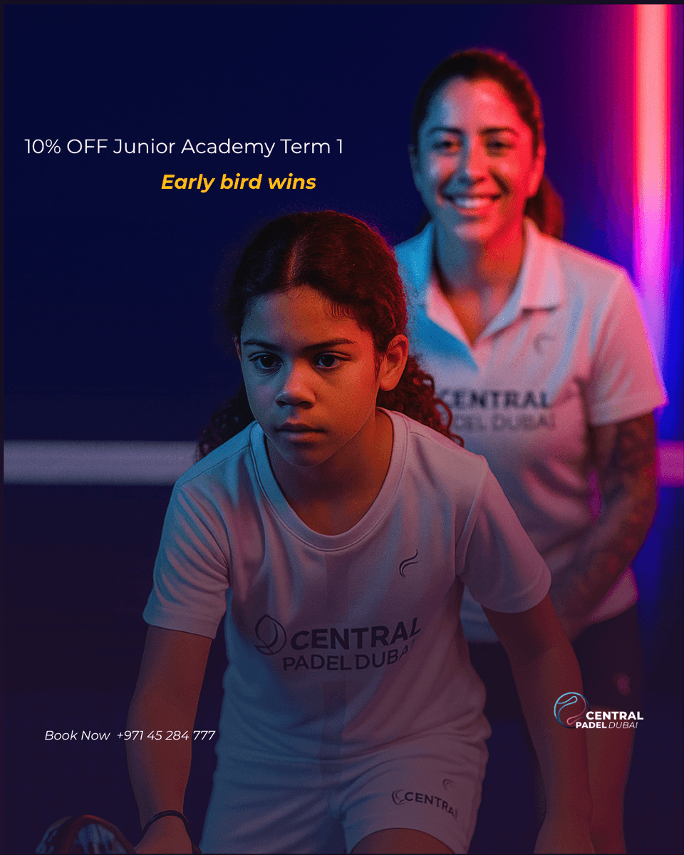 CentralpadelDXB's tweet photo. ⚡ Secure your spot early. Let’s level up
 #centralpadeldubai #junioracademy #earlybirddeal #padeltraining #kidsactivitiesdubai https://t.co/CdrfYS2it8