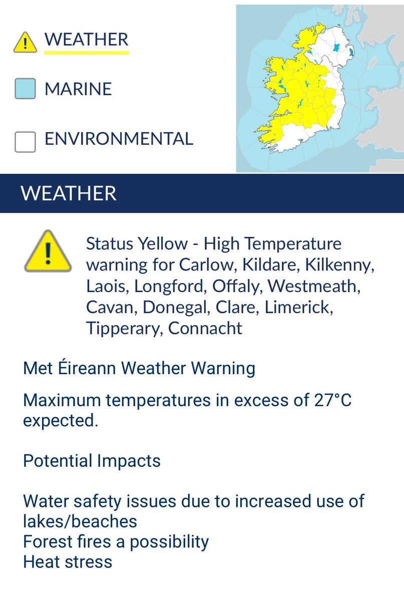 #WeatherAlert - Status Yellow Thunderstorm warning for Clare.