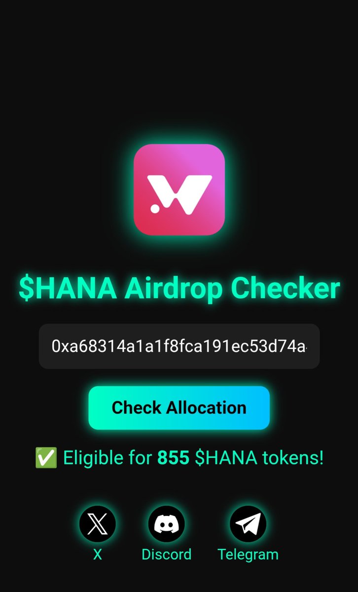 0xdoPamin's tweet image. 💎 HANA AIRDROP KAZANMIŞ OLABİLİRSİN ( RESMİ DEĞİL )
@HanaNetwork
🌟 2 cüzdanıma da drop atmış fiyatı ne olur bilmiyorum ama kontrol edin detay gelince bilgilendiririm
⭐️ Cüzdan adresinizi girin kontrol edin
⭐️ Check Link : hanafuda-checker.netlify.app
@tenprotocol
@cookiedotfun