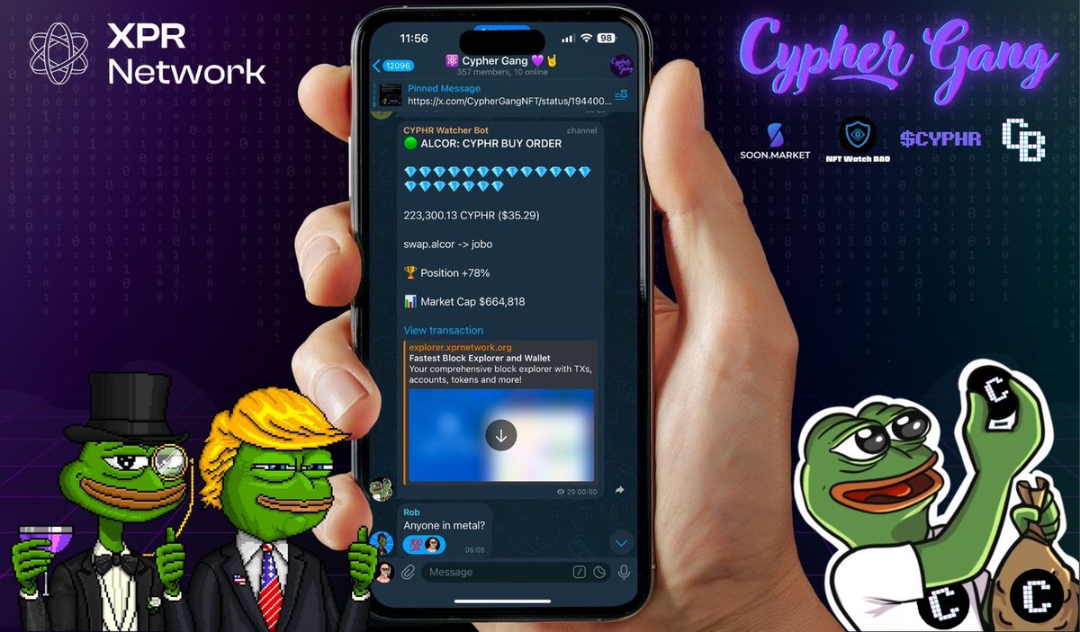 🚨 <a href="/CypherGangNFT/">Cypher Gang NFT</a> just leveled up

🤖Meet the $CYPHR Watcher Bot 
Live-tracking every Buy, Sell &amp; LP drop on <a href="/XPRNetwork/">XPR Network</a>

▫️ 0 gas
▫️ Instant txs
▫️ Full visibility

Tap in and grow with us → t.me/CypherGang