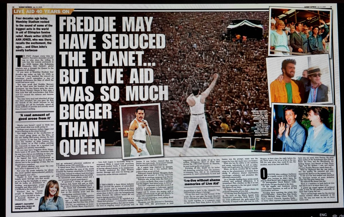 They say #LiveAid was all about #Queen. It wasn't, actually. My remembrances of an unforgettable day <a href="/Daily_Express/">Daily Express</a>, with thanks as ever <a href="/MattNixson/">Matt Nixson</a>.