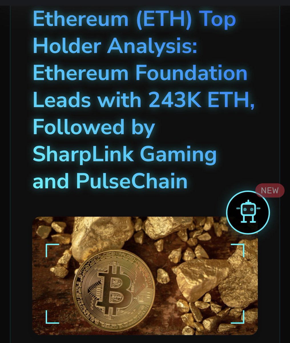 JUST IN: 🚨 <a href="/RichardHeartWin/">Richard Heart</a> (and PulseChain) getting some much deserved coverage of being one of the world's top ETH holders: 

blockchain.news/flashnews/ethe…