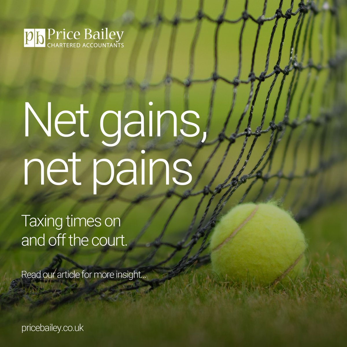 Net gains, net pains 🎾 🥎
𝗧𝗮𝘅𝗶𝗻𝗴 times on and off the 𝗰𝗼𝘂𝗿𝘁
 
Today is the final of Wimbledon, one of the most prestigious Grand Slam’s in the world, here at Price Bailey we have decided to mark the event by providing some expert insight into the complex tax