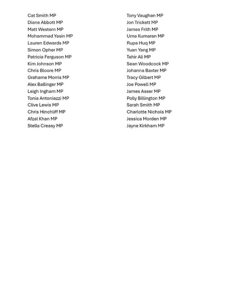 Along with nearly 60 other Labour MPs have called again for the UK to immediately recognise the state of Palestine and work to prevent any attempt by the current Israeli Government to ethnically cleanse Gaza.
