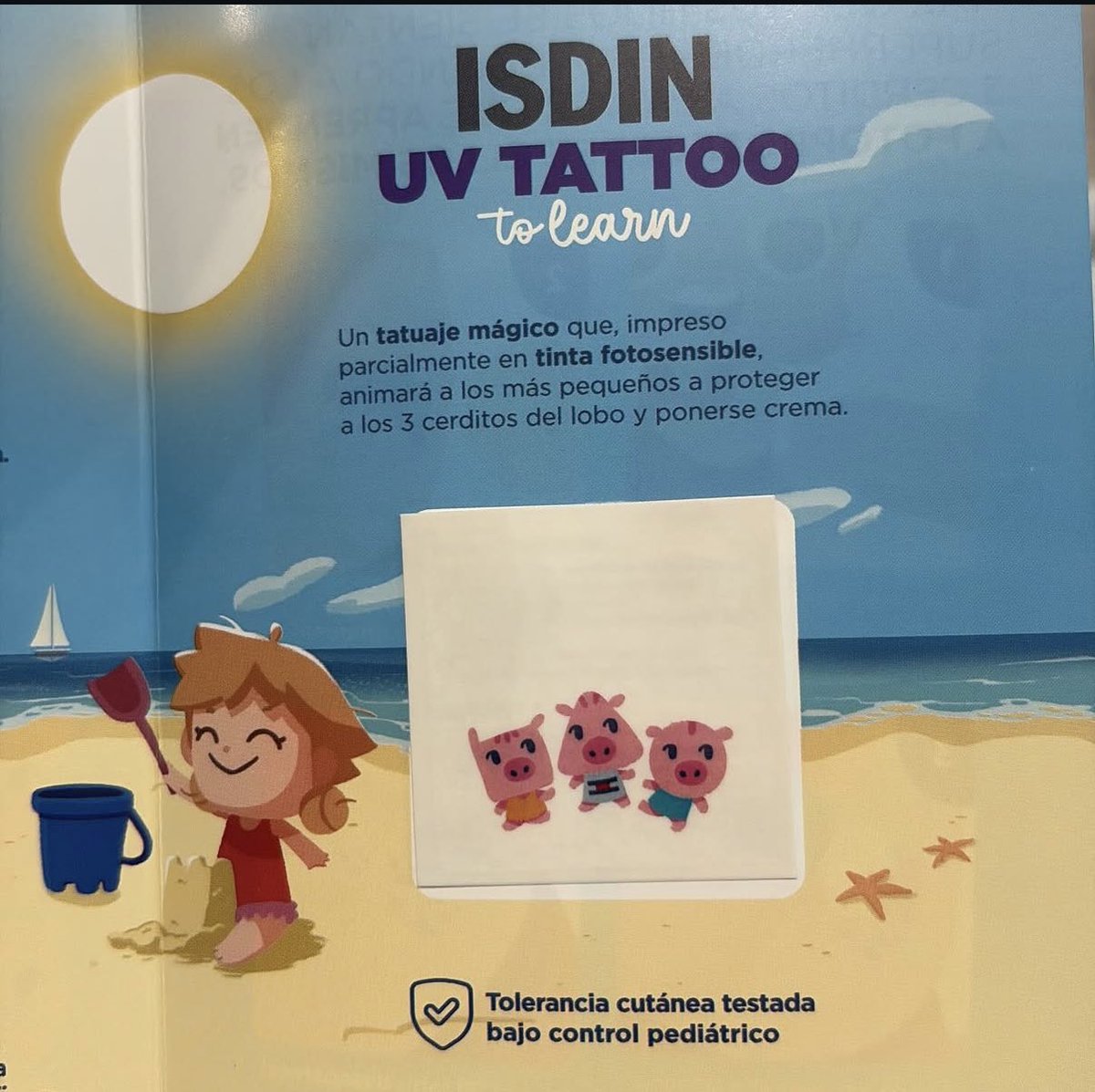 Ahora con tu fotoprotector isdin te regalamos un Tatto mágico 🧙.
Ayuda a los 3 🐷 a protegerse del lobo y te aplica tu fotoprotector!