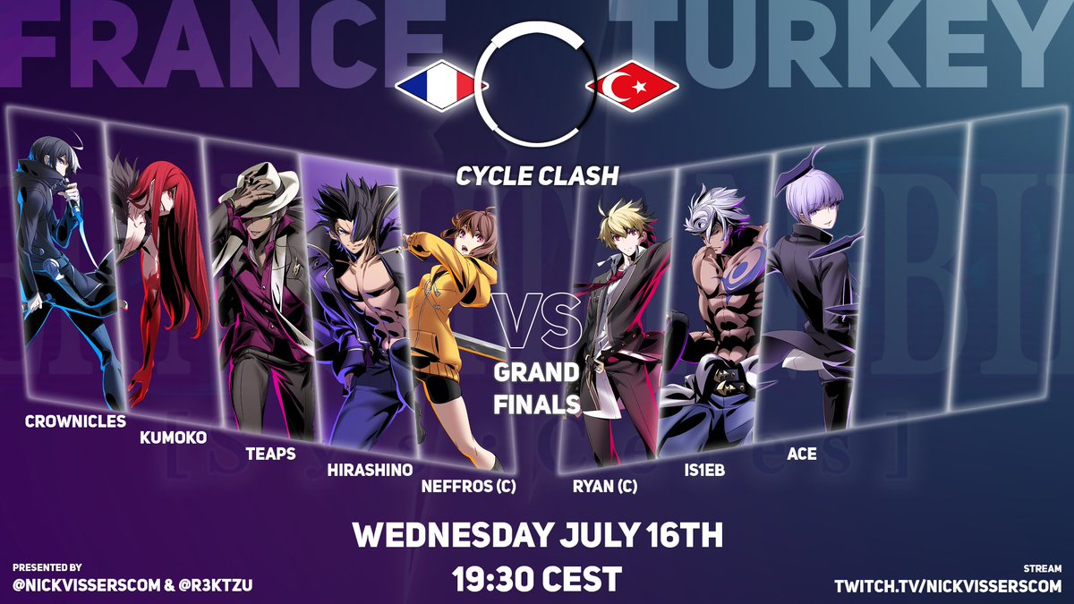 IT IS FINALLY TIME FOR THE GRAND FINALS OF CYCLE CLASH!

The stage is set for the last two teams to face off to decide the winner of the first edition of Cycle Clash!

France are the heavy favourites, but Turkey have shown they can pull the upset.

WEDNESDAY 16TH JULY 19:30 CEST