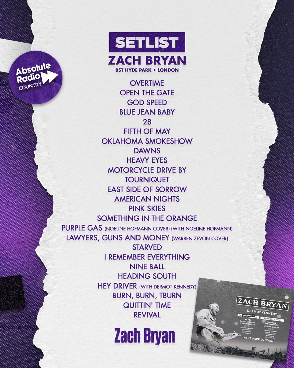 Absolute Radio Country (@arcountry) on Twitter photo We're still not over Zach Bryan's incredible set from <a href="/BSTHydePark/">BST Hyde Park</a>...What is your favourite song from his setlist? 👌 We're still not over Zach Bryan's incredible set from <a href="/BSTHydePark/">BST Hyde Park</a>...What is your favourite song from his setlist? 👌