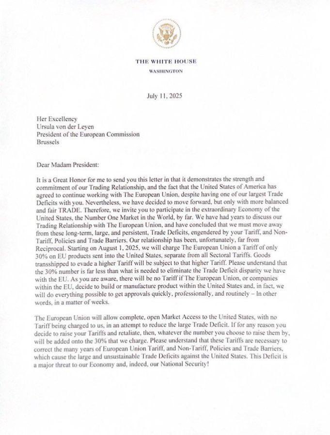 ValerieHayer's tweet image. The unilateral announcement by the United States to impose 30% tariffs on European exports as of August 1st is unacceptable.
The @RenewEurope group fully supports the European Commission in its negotiations to defend European interests. Dialogue must continue, and maintaining…
