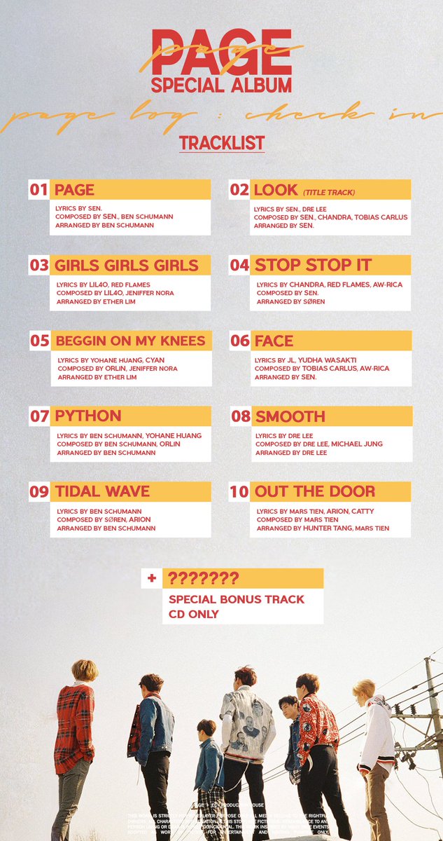 ㅤ

ㅤ𝐏𝐀𝐆𝐄 LOGㅤ[ CHECK IN ]
ㅤPAGE   'SPECIAL  ALBUM'
ㅤ✈︎ㅤ:ㅤTRACKLIST

ㅤ10+1 SONGS TO ENJOY DURING
ㅤTHE FLIGHT.  AND [ 𝗟𝗢𝗢𝗞 ] WILL
ㅤBE MAIN TRACK OF THE ALBUM

ㅤ·ㅤ·ㅤ·ㅤ·ㅤ·ㅤ·ㅤ·ㅤㅤㅤㅤㅤᯓ ✈︎

ㅤ