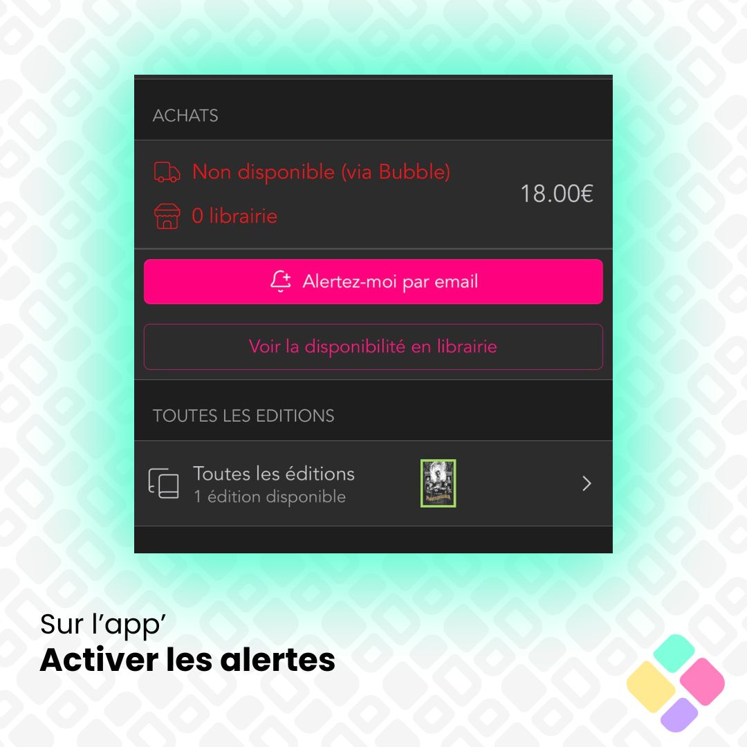 [Astuce 💡] Saviez-vous que vous pouvez activer une alerte automatique sur le ou les albums dont vous attendez la sortie ?

Toutes les infos ici : help.bubblebd.com/fr/articles/63…