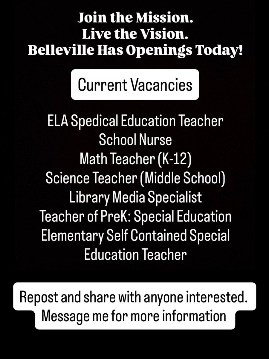 Become part of a passionate team committed to excellence, equity, and empowering every student to thrive.
✨ Open positions available now — contact me and make a difference where it matters most.