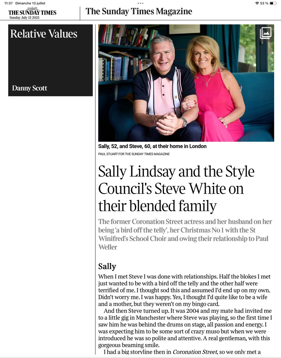 Marc Zalcman (@zalc0509) on Twitter photo Nice surprise to find Steve White and his missus Sally in today’s Sunday Times <a href="/MRCOOLSDREAM/">The Style Council</a> Nice surprise to find Steve White and his missus Sally in today’s Sunday Times <a href="/MRCOOLSDREAM/">The Style Council</a>