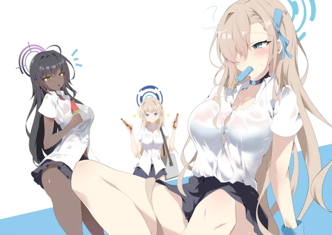 アイス休憩中のアスナ達 #ブルアカ