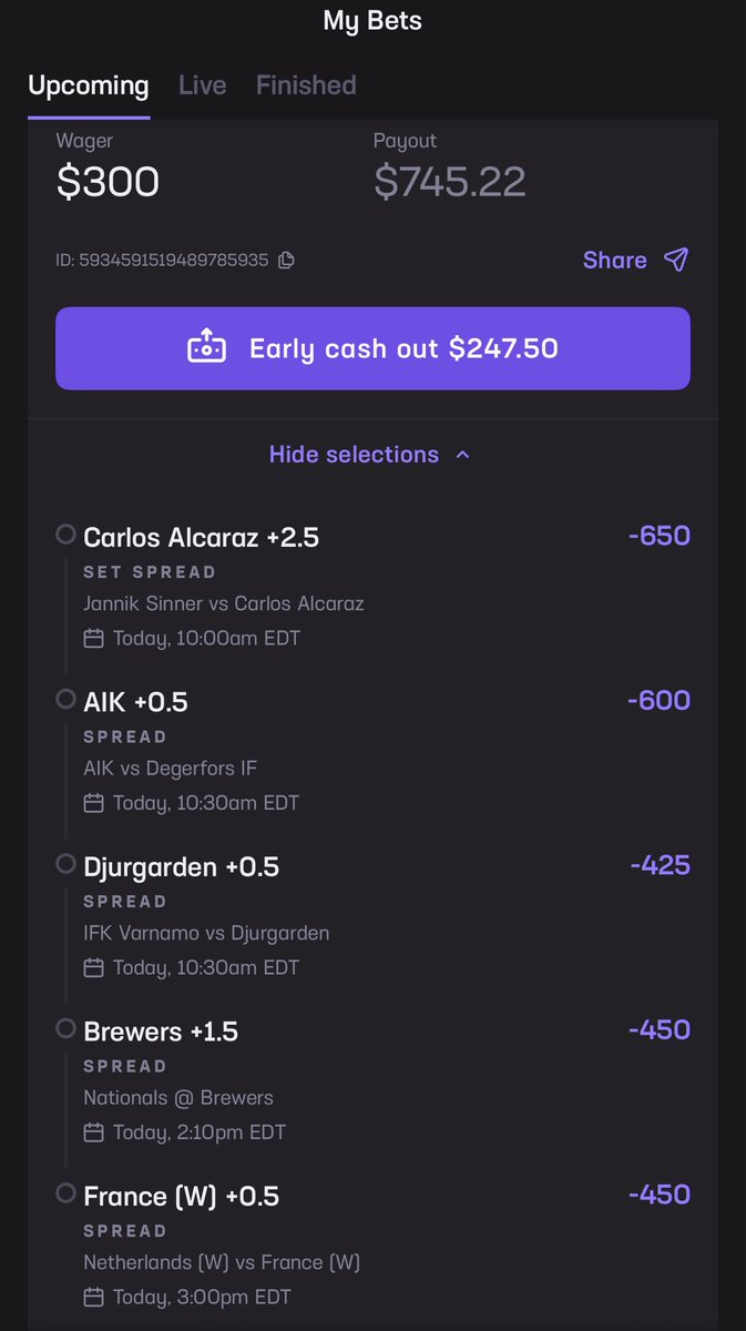 MoonSoonBby's tweet photo. #France #Netherlands #alvarez #sinner 
#AIK #djurgarden #Brewers #ML  #HardRockBet #mavericks #NBA #Parlay #FreeBet #PrizePicks #FanDuel #BetMGM #Lock #Picks #Bet #Win 07/13 #Wager #Spread #FreePick #Over #Under #soccer #mlb #mls #yankees #reds #yankees #dodgers #phillies https://t.co/PYuMJ5jPsX
