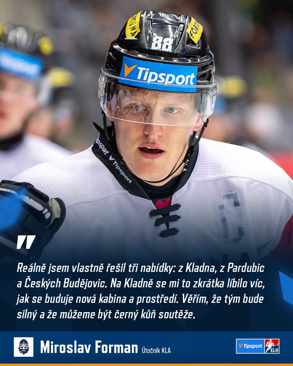 Tipsport extraliga (@telhcz) on Twitter photo Miroslav Forman oblékne v nadcházející sezóně dres <a href="/RytiriKladno/">Rytíři Kladno</a> 🔥 Jak se bude rytířům dařit? 👀
📲 hokej.cz/forman-resil-m…
📷 Jakub Knap
#rozhovortelh | #TELH Miroslav Forman oblékne v nadcházející sezóně dres <a href="/RytiriKladno/">Rytíři Kladno</a> 🔥 Jak se bude rytířům dařit? 👀
📲 hokej.cz/forman-resil-m…
📷 Jakub Knap
#rozhovortelh | #TELH