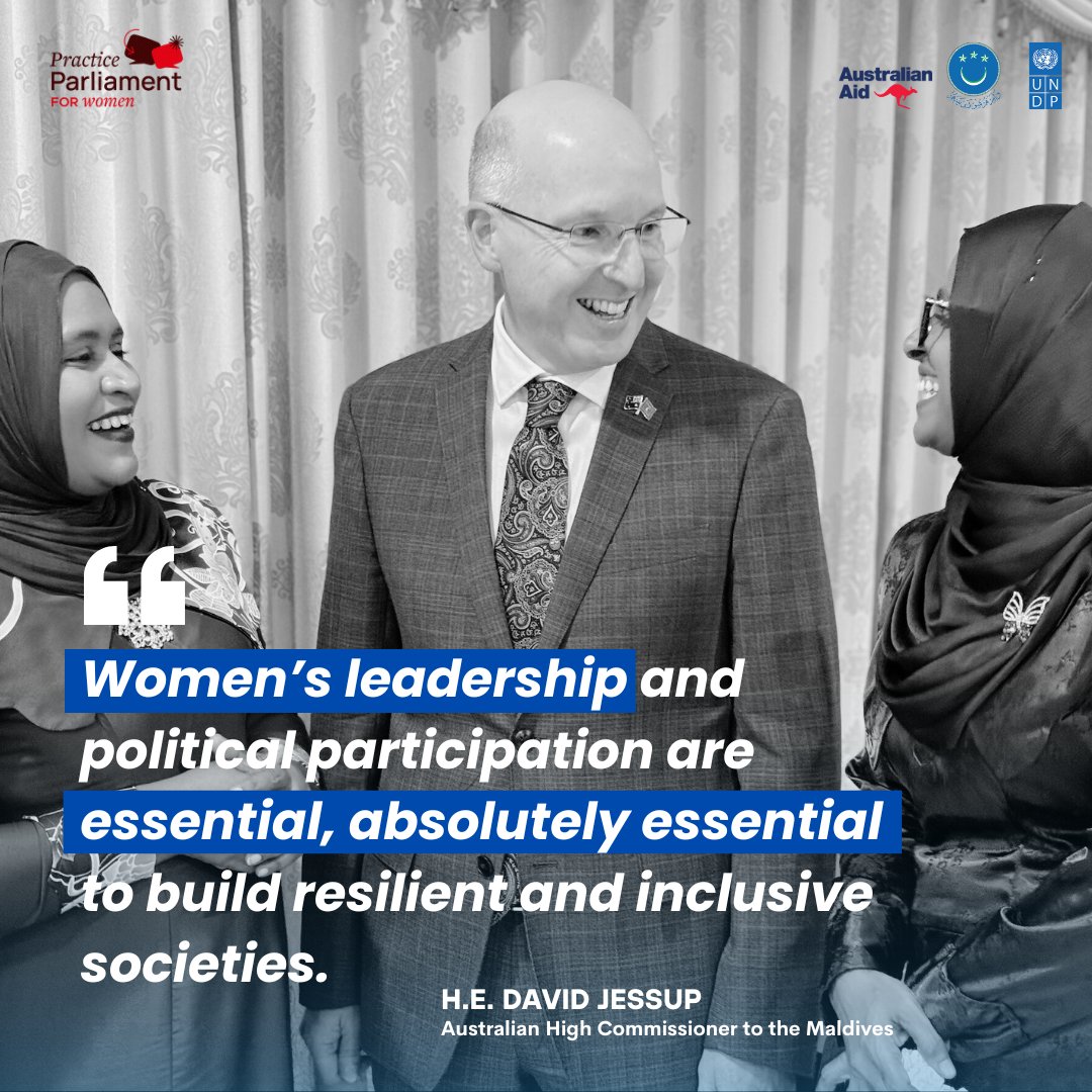 UNDP Maldives (@undpmaldives) on Twitter photo At the closing of #PracticeParliament for Women, <a href="/AusHCMV/">Australian High Commission, Republic of Maldives</a> Excellency David Jessup reaffirmed it as one of the most impactful initiatives supported by Australia to advance gender equality in the Maldives.
🙏<a href="/mvpeoplesmajlis/">People's Majlis</a> <a href="/dfat/">Department of Foreign Affairs and Trade 🇦🇺</a> #PartnersAtCore At the closing of #PracticeParliament for Women, <a href="/AusHCMV/">Australian High Commission, Republic of Maldives</a> Excellency David Jessup reaffirmed it as one of the most impactful initiatives supported by Australia to advance gender equality in the Maldives.
🙏<a href="/mvpeoplesmajlis/">People's Majlis</a> <a href="/dfat/">Department of Foreign Affairs and Trade 🇦🇺</a> #PartnersAtCore