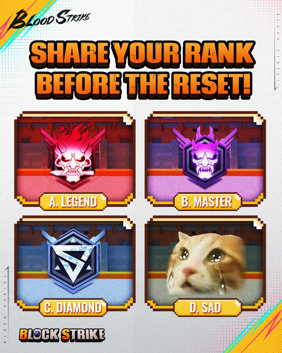 bloodstrike_EN's tweet photo. Last chance to flex your rank before the reset in 2 days!
#BloodStrike #BlockStrike #BS https://t.co/jPQCGYd6mX