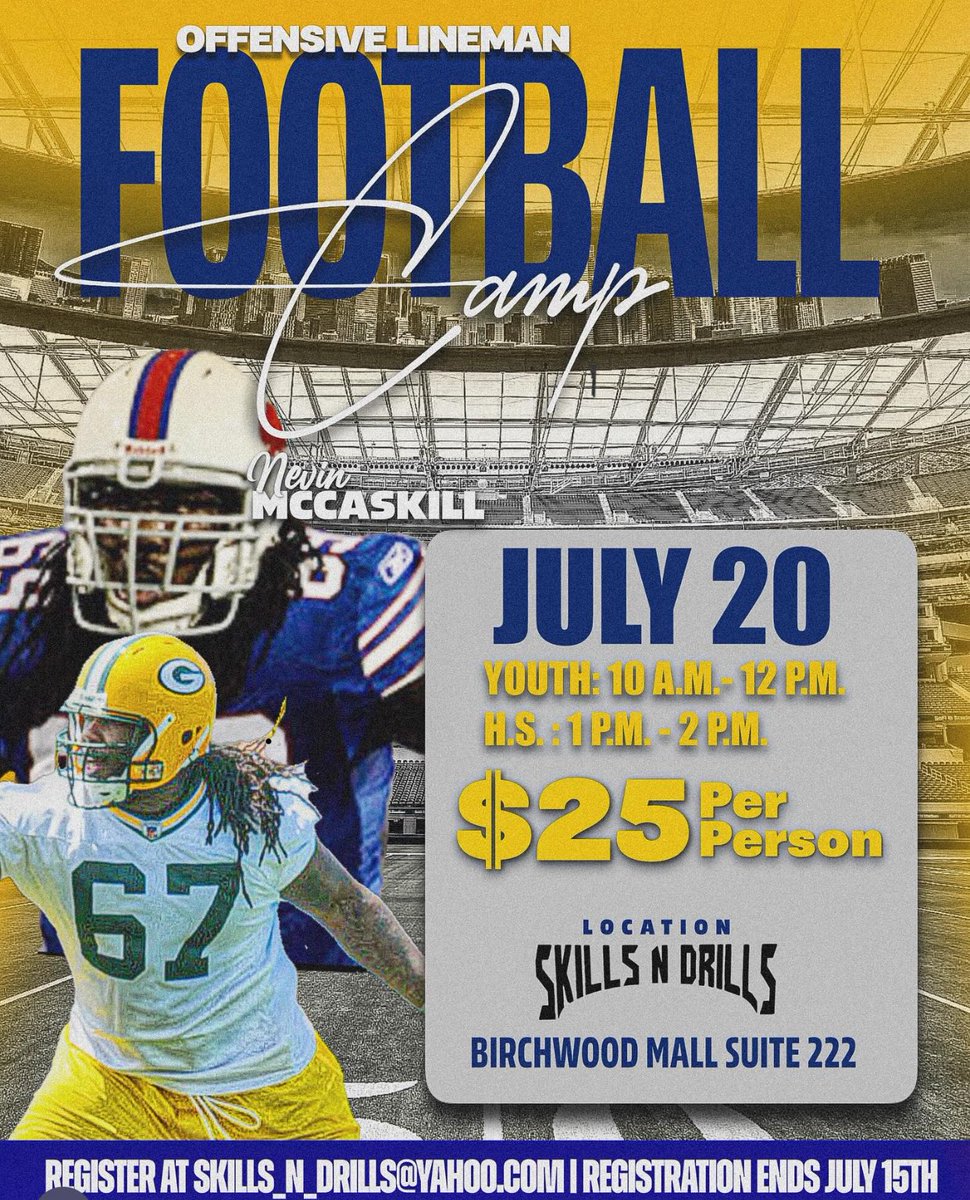 2 days left to register!!! All blue water area and surrounding areas Oline Camp at Skills N Drills Sunday come get coached up !!!