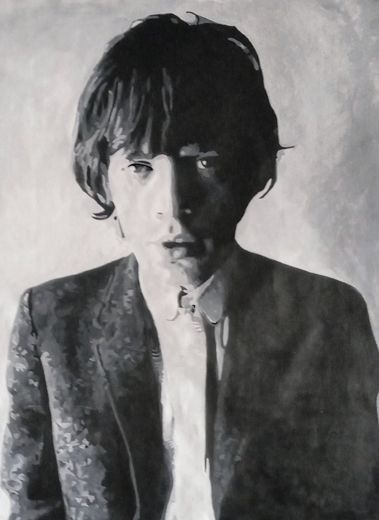 Jacted7's tweet image. Mick Jagger acrylic on canvas.