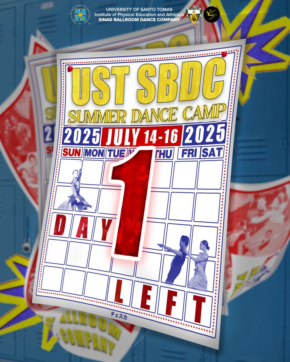 sinagballroom's tweet photo. 1 DAY LEFT TILL WE SHINE ON THE DANCEFLOOR!

The Sinag Ballroom Dance Company's Summer Dance Camp will kick off in less than 24 HOURS! 

📌 Save the date: 10:00 AM - 4:00 PM, July 14 - 16, 2025
📍 Where the magic happens: UST Gymnasium Annex Bldg

#USTSinagBallroomDanceCompany https://t.co/Uo7YxoKJG5