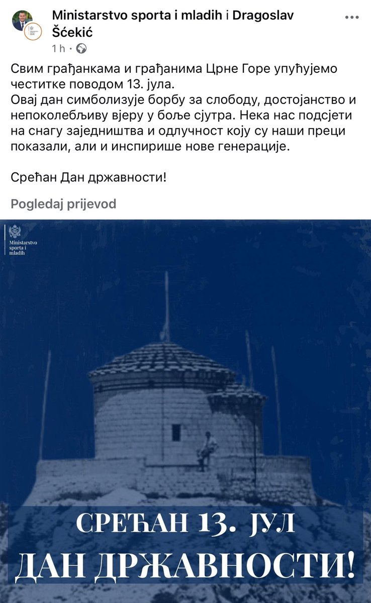 Ðetić (@kontezanovic) on Twitter photo Je li ovo zastiđe zvaničav stav <a href="/VladaCG/">Vlada Crne Gore</a> ?
Da nam ministarstvo sporta čestita Dan državnosti kapelom Karađorđevića.
Ovakve provokacije su prevršile svaku mjeru dobrog ukusa.
Neće vam to proći kako ste naumili… Je li ovo zastiđe zvaničav stav <a href="/VladaCG/">Vlada Crne Gore</a> ?
Da nam ministarstvo sporta čestita Dan državnosti kapelom Karađorđevića.
Ovakve provokacije su prevršile svaku mjeru dobrog ukusa.
Neće vam to proći kako ste naumili…