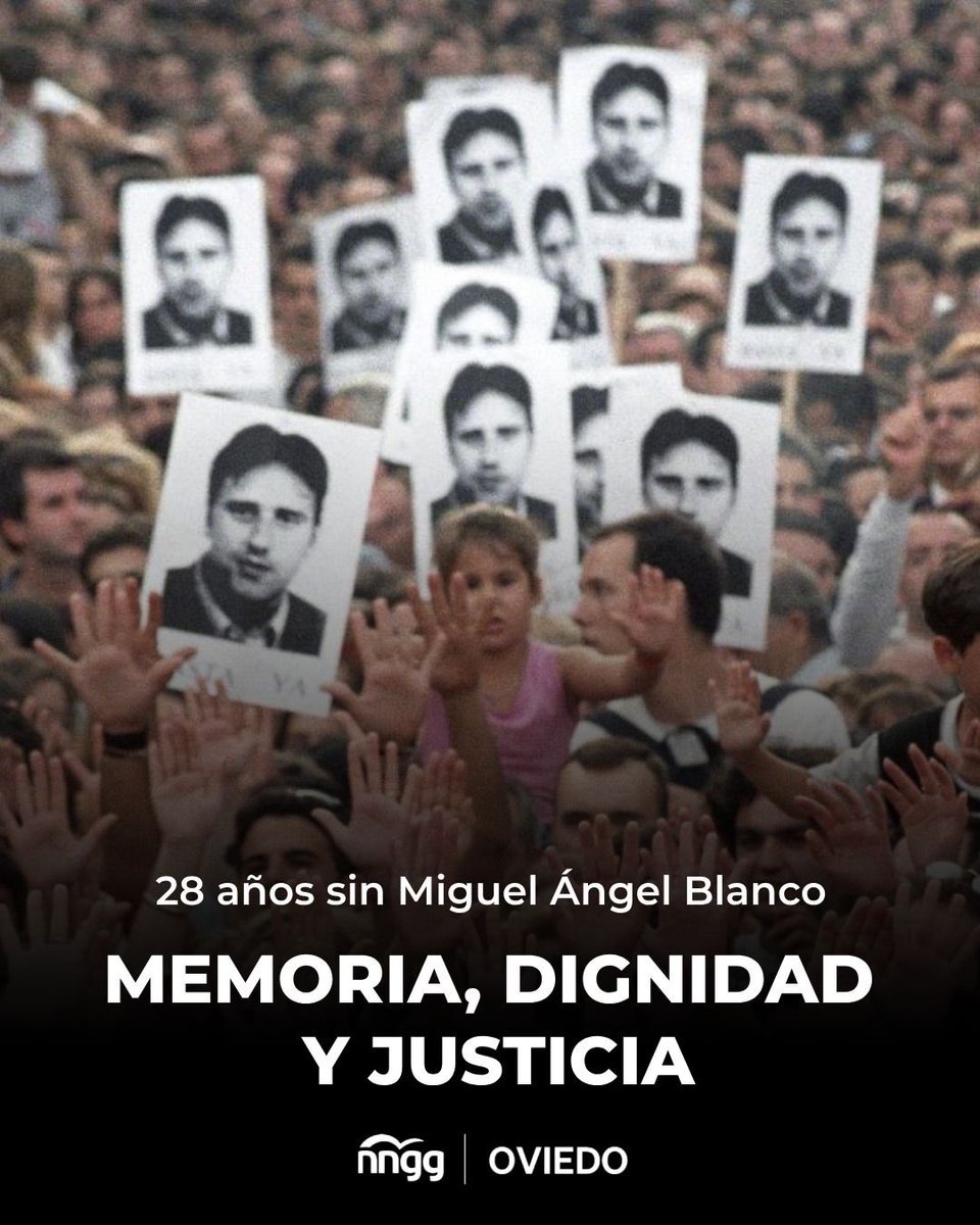 28 años sin Miguel Ángel Blanco.

Un joven como cualquiera de nosotros, cuya vida fue cruelmente arrebatada por ETA/HB.

Memoria, dignidad y justicia para todas las víctimas.