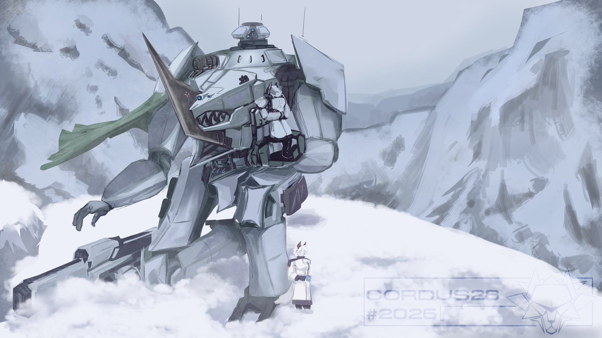 Cordus26's tweet image. Within the cold hellscape lies a former friend. Such a warmachine represents a mystical creature believed to consume mountains to spew fire at mere mortals.
As such Corthi wishes to meet them
#digitalartwork