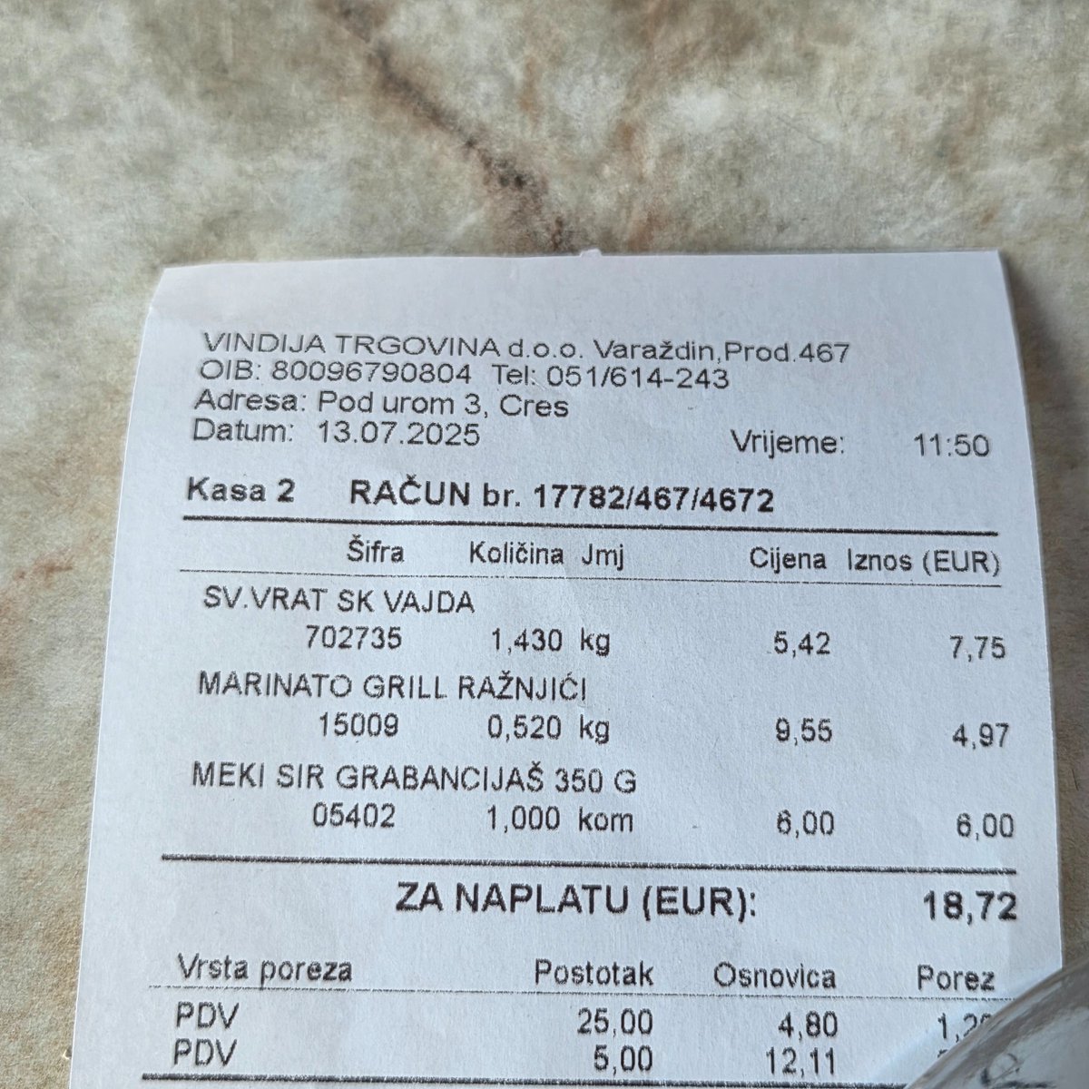 Cene mesa na Cresu. Svinjina 3x ceneje kit v SLO. Piščančje meso enaka cena, feta dražja.