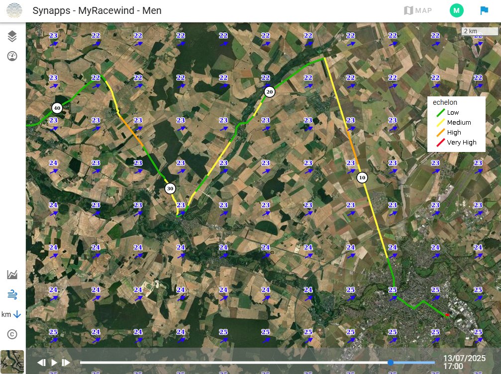 The #MyRacewind echelon map for today's stage 9 in the #TDF2025. 🌬️Wind speeds increase as the day progresses with alert code yellow 🟡and orange🟠in the finale! 🌬️
more info, check: myracewind.imdcapps.be/racewind-barom…
<a href="/sporza_koers/">Sporza 🚴</a> #waaieralarm #HomeOfCycling #sporza