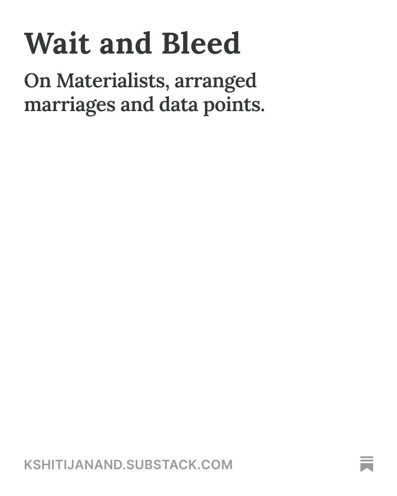 kshitijanand24's tweet image. Had to write something on this.
I was a bunch of data points. And by the reaction I got, pretty common as well.
Feels weird to say that I don’t wish to accept it. It’s dehumanizing.
So part rant, part honest take on the circus people call arranged marriages.
Link in bio.