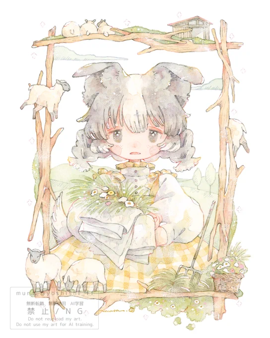 〖丘に吹く風のように〗 #watercolor #透明水彩 #mura_painting
