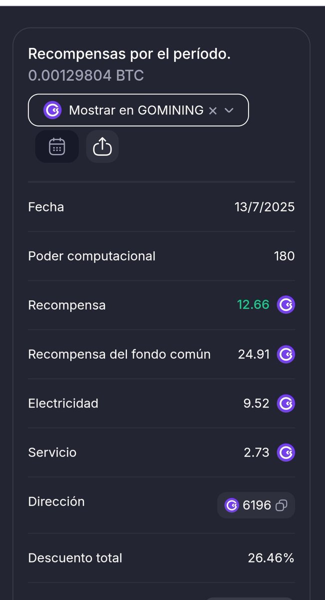 MarcosLope15338's tweet photo. 📢 Reporte cripto | 13/7/2025
El Greedy genero hoy 12.66 GMT netos 🐉💰
Mañana reinversión en TH para seguir escalando la potencia 🟣⚡
Esta máquina no afloja… solo se refuerza.
🔗 Súmate tú también: https://t.co/JOkhbs0Z1O
#THQueEscala #GoMiningVIP #ReinversiónCripto https://t.co/Lu2crm3xQd