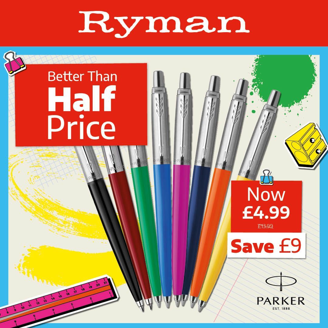 Better than half price on Parker Pens <a href="/RymanStationery/">Ryman</a>

Classic style. Serious savings!

Visit the Brighton store at 55-56 North St