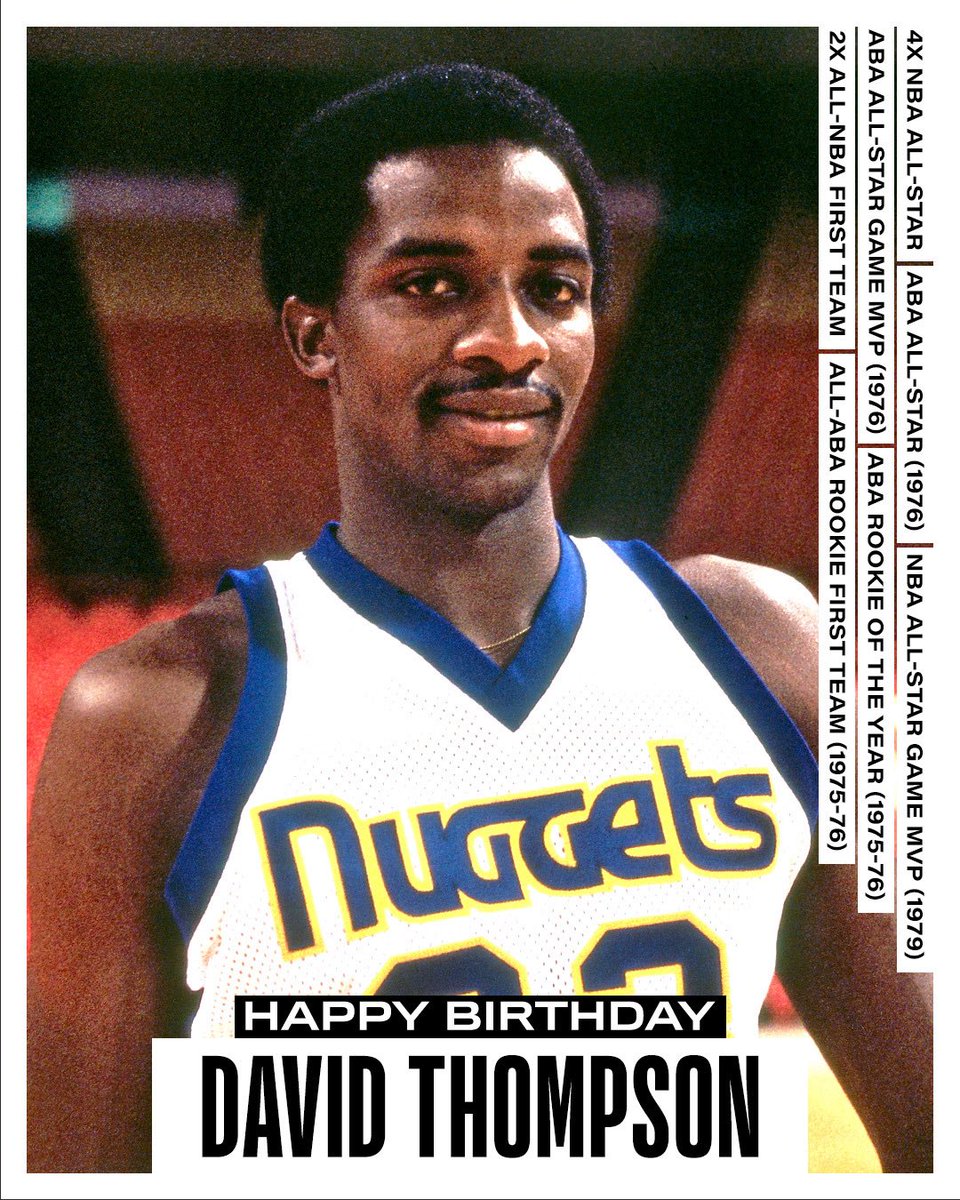 NBAHistory's tweet image. Join us in wishing a Happy 71st Birthday to 5x All-Star and @Hoophall inductee, David Thompson! #NBABDAY