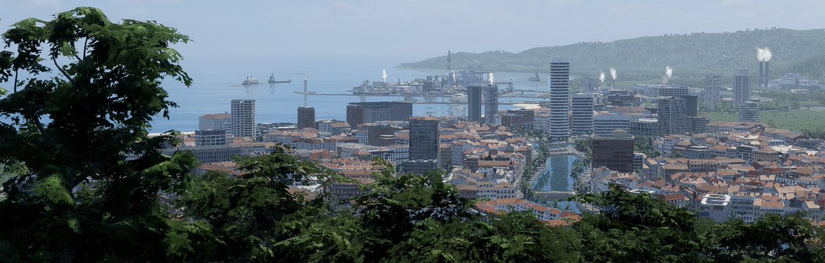 Velmora’s skyline stands out for its verticality in an otherwise mostly horizontal city. #CitiesSkylines2 <a href="/CitiesSkylines/">Cities: Skylines</a> <a href="/ColossalOrder/">Colossal Order</a>