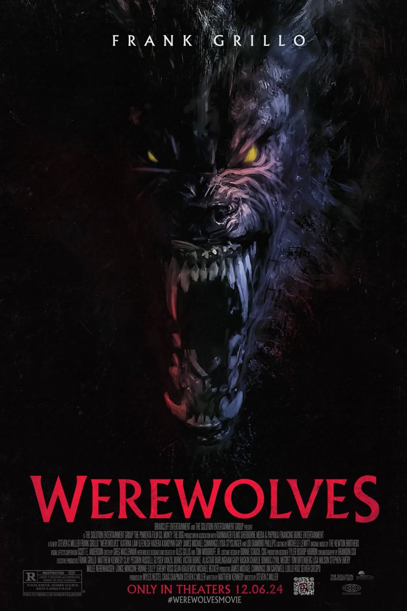 hekkuso's tweet photo. 『WEREWOLVES』観た。
スーパームーンの月光を浴びた人間が狼人間になるという現象をパンデミックのように描いた作品という感じ。設定へのこだわりに欠けるけど、市民が上記の現象に備えているところから始まるので導入が短く、「着ぐるみ」の出来が良い分、見せ場もちゃんとあって面白かった。 https://t.co/Jivdf0dzs9