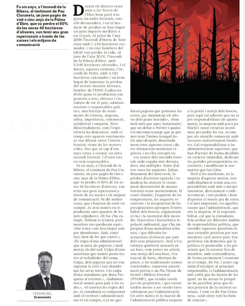 Ferran Bel i Accensi (@ferran_bel) on Twitter photo Al <a href="/diaridtarragona/">Diari de Tarragona</a> escric respecte a les causes i les conseqüències de l’incendi forestal de Paüls, crec interesant recuperar algunes de les declaracions de Pau Ciuraneta afectat de l’incendi de la Ribera d’Ebre, sis anys després disortadament mantenen l’actualitat Al <a href="/diaridtarragona/">Diari de Tarragona</a> escric respecte a les causes i les conseqüències de l’incendi forestal de Paüls, crec interesant recuperar algunes de les declaracions de Pau Ciuraneta afectat de l’incendi de la Ribera d’Ebre, sis anys després disortadament mantenen l’actualitat