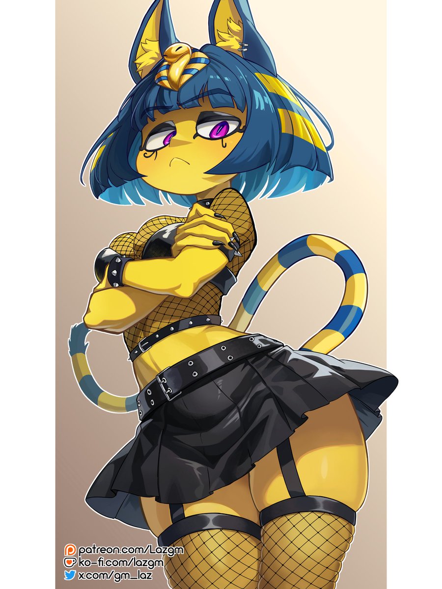 New Patreon post! 
Goth Ankha  
You guys like this? 🖤💙💛
