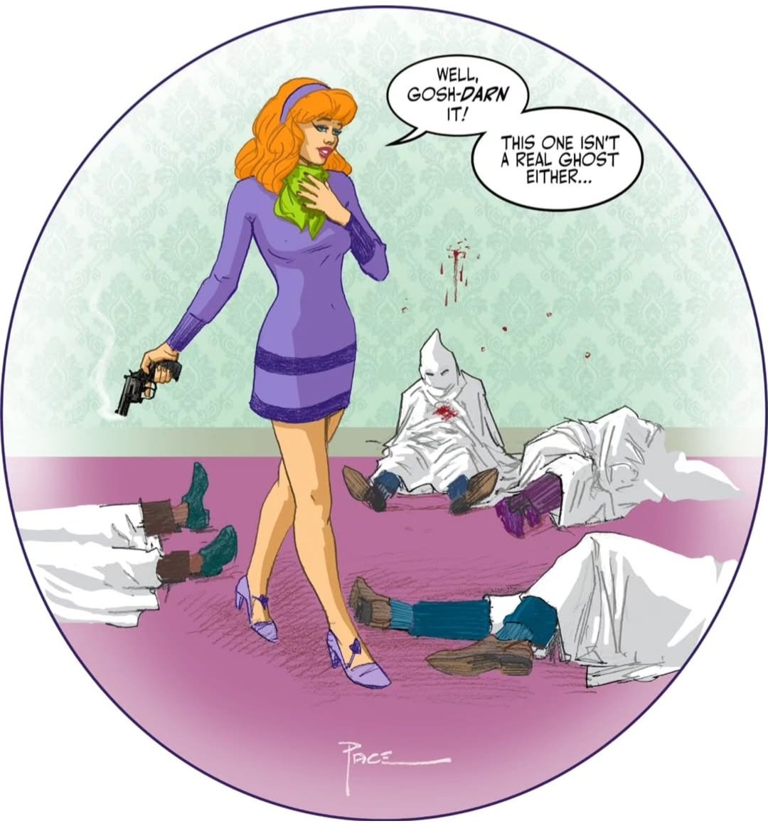 "Daphne ain't afraid of no ghosts" Scooby-Doo piece by artist Richard Pace! 💜💚