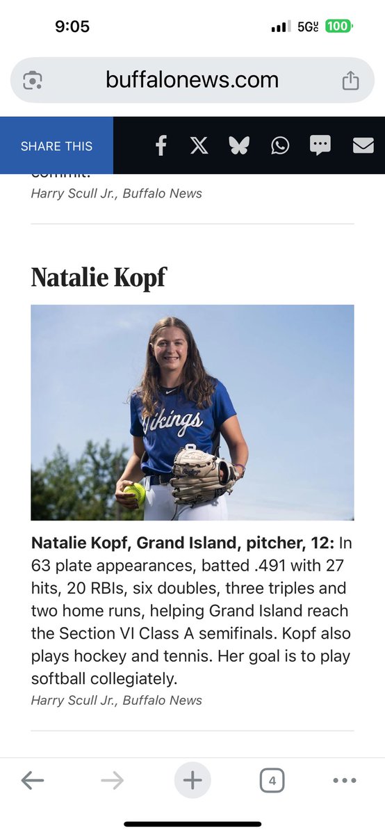 NatalieKopf07's tweet photo. My final accolades from Grand Island Softball! Honored to be a part of this list with some of WNY best! I also made the 2nd team All State and the GNN team! @GrandIslandViks @kaliemchenry https://t.co/deTbTjhwcm