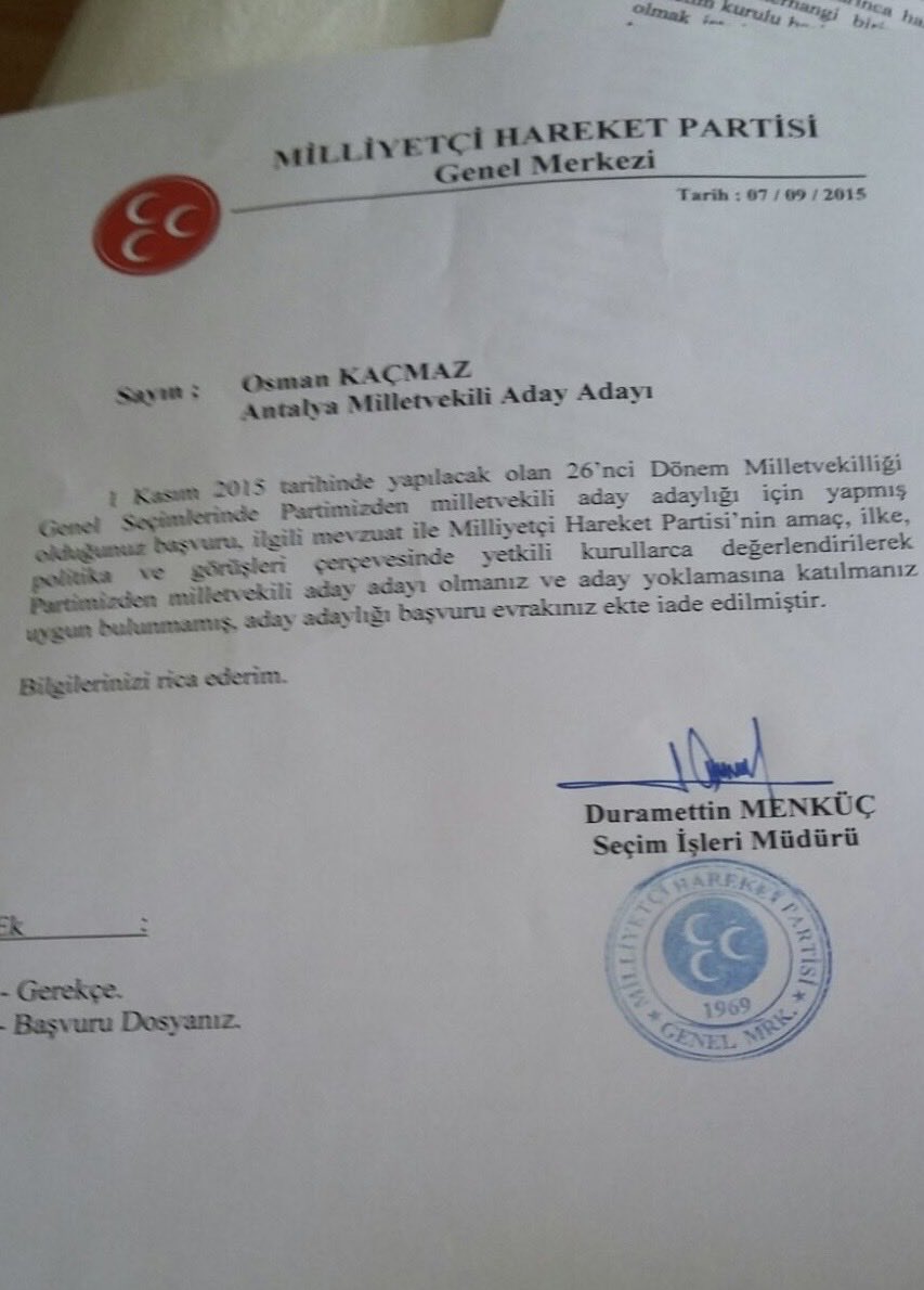 Amaç ve ilkelerinize uygun olmadığım için veto yemiştim ya, gerçekten harika bir öngörü! Beni bu kadar iyi tanıdığınız için teşekkürler MHP.