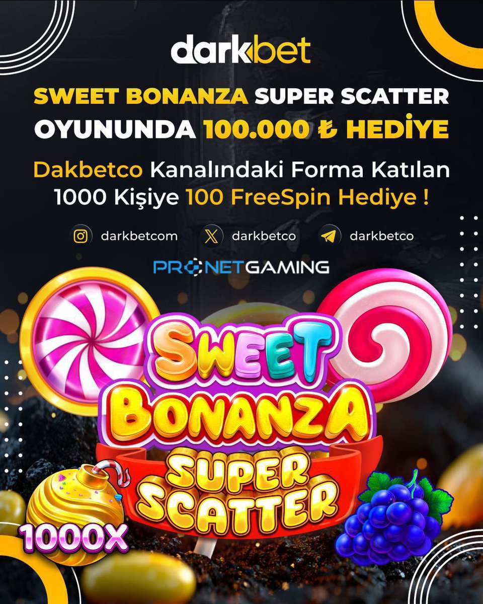 🎁 DARKBET ÖDÜLDE SINIR TANIMIYOR !

💗 Sweet Bonanza Super Scatter Oyununda 100₺ Hediye !

✨Forma katılmak için; forms.gle/R5npTsKpWuKHXf…

📲Güncel Giriş: t2m.co/darkx

💗 SEN FARKLISIN ÇÜNKÜ DARKBETLİSİN