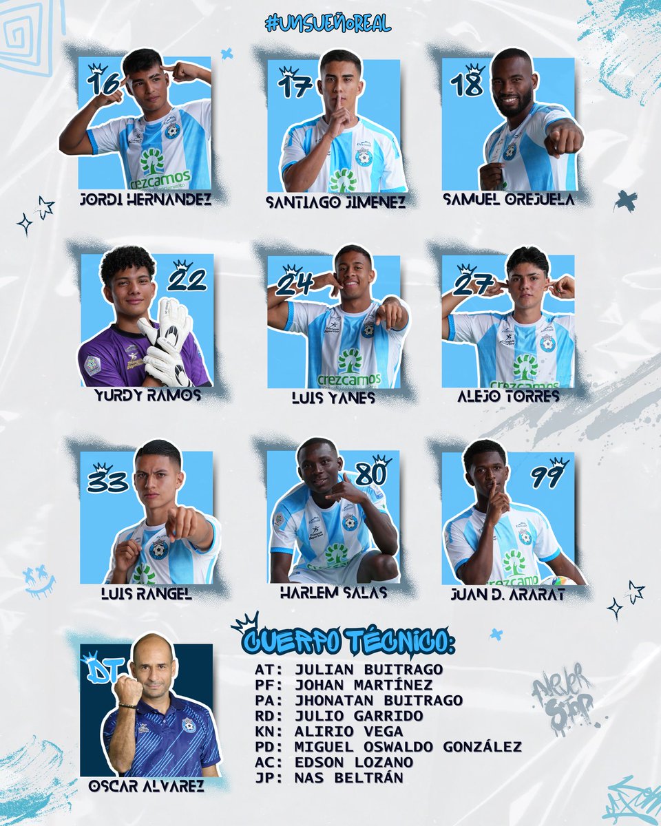 #ConvocatoriaAlbiceleste 📢🩵🤍 Estos son los 18 convocados por nuestro DT Óscar Álvarez para el juego válido por la fecha 1 del Torneo BetPlay, donde visitamos a Tigres en el Olaya Herrera 🏟. 

¡VAMOS, GUERREROS! 🙌🏼🔥

#UnSueñoReal 
🩵🤍⚽